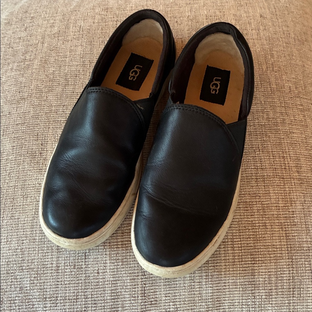 UGG Women’s Black Leather Slip-Ons